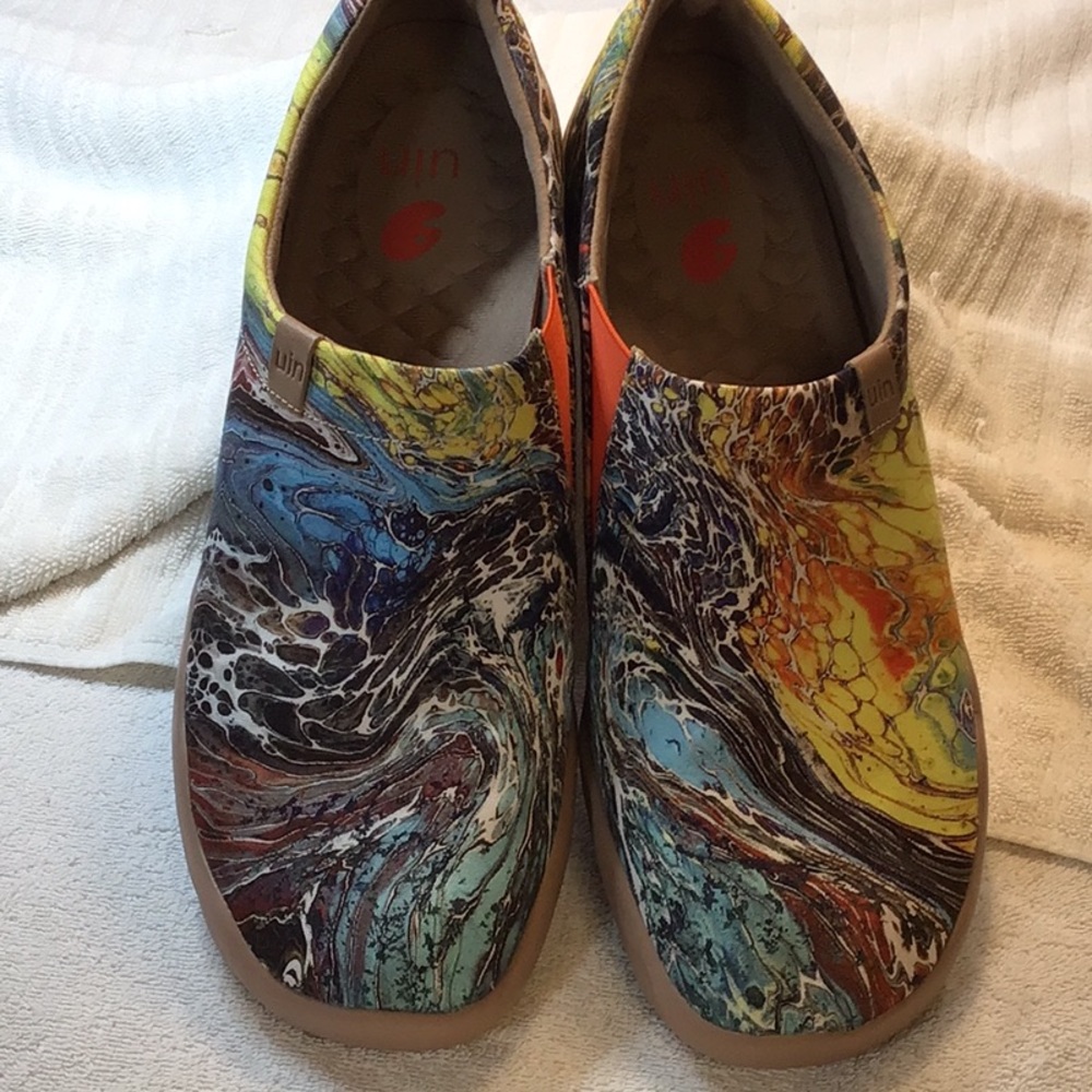 UIN Vibrant Slip-Ons in Deep Blues Rich Purples and Bright Yellows